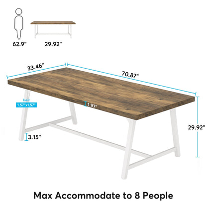 Table de salle à manger pour 8 personnes, table de cuisine rectangulaire en bois de 179,5 cm (70,87 pouces)