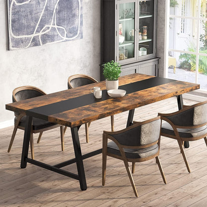 Table de salle à manger pour 8 personnes, table de cuisine rectangulaire en bois de 179,5 cm (70,87 pouces)