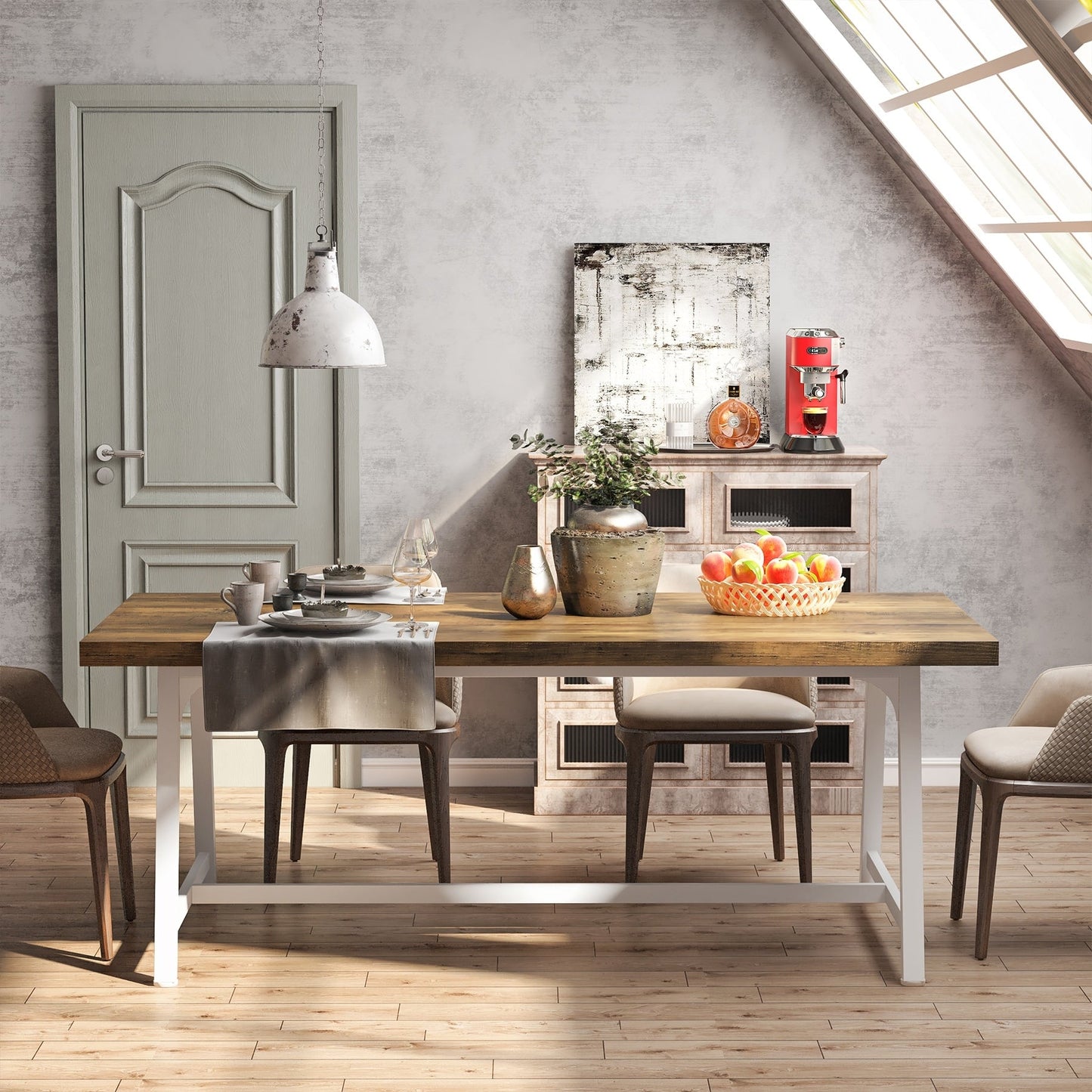 Table de salle à manger pour 8 personnes, table de cuisine rectangulaire en bois de 179,5 cm (70,87 pouces)