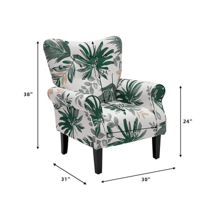 Erommy Fauteuil d'appoint moderne, fauteuil à dossier haut, canapé simple recouvert de tissu avec boutons et pieds en bois pour salon