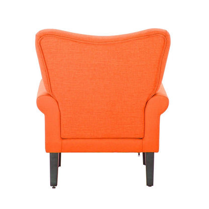 Erommy Fauteuil d'appoint moderne, fauteuil à dossier haut, canapé simple recouvert de tissu avec boutons et pieds en bois pour salon