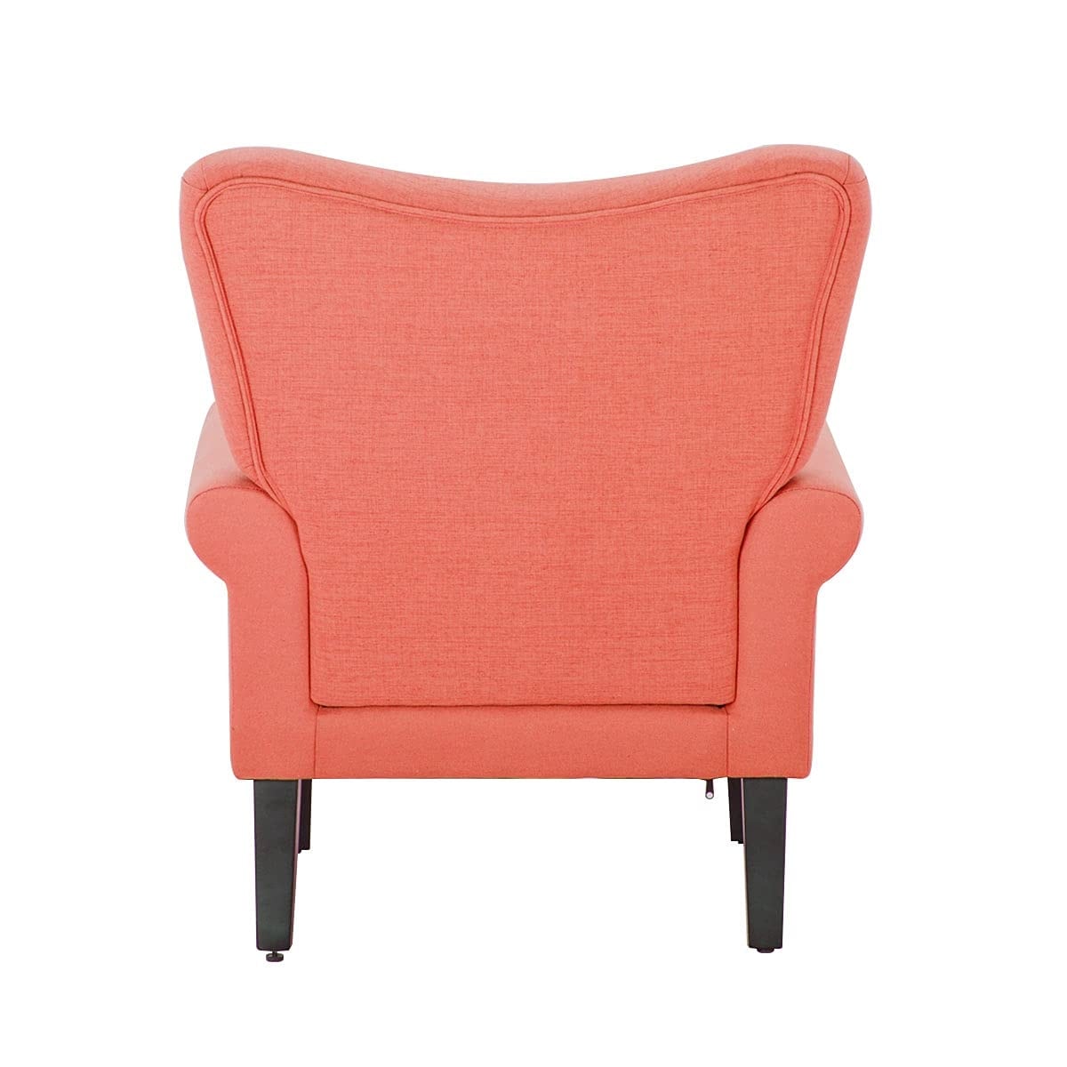 Erommy Fauteuil d'appoint moderne, fauteuil à dossier haut, canapé simple recouvert de tissu avec boutons et pieds en bois pour salon