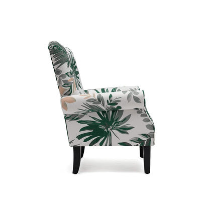 Erommy Fauteuil d'appoint moderne, fauteuil à dossier haut, canapé simple recouvert de tissu avec boutons et pieds en bois pour salon