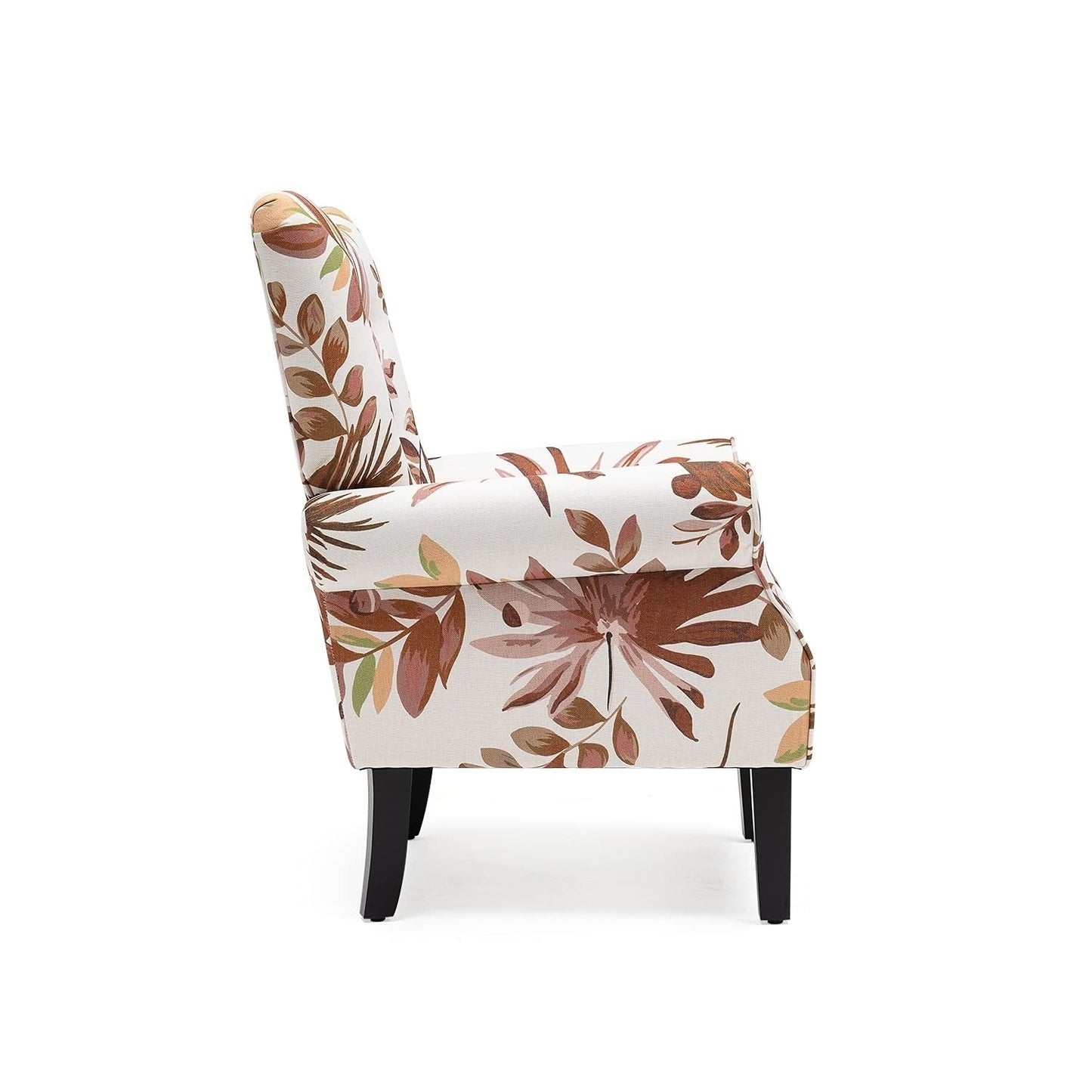 Erommy Fauteuil d'appoint moderne, fauteuil à dossier haut, canapé simple recouvert de tissu avec boutons et pieds en bois pour salon