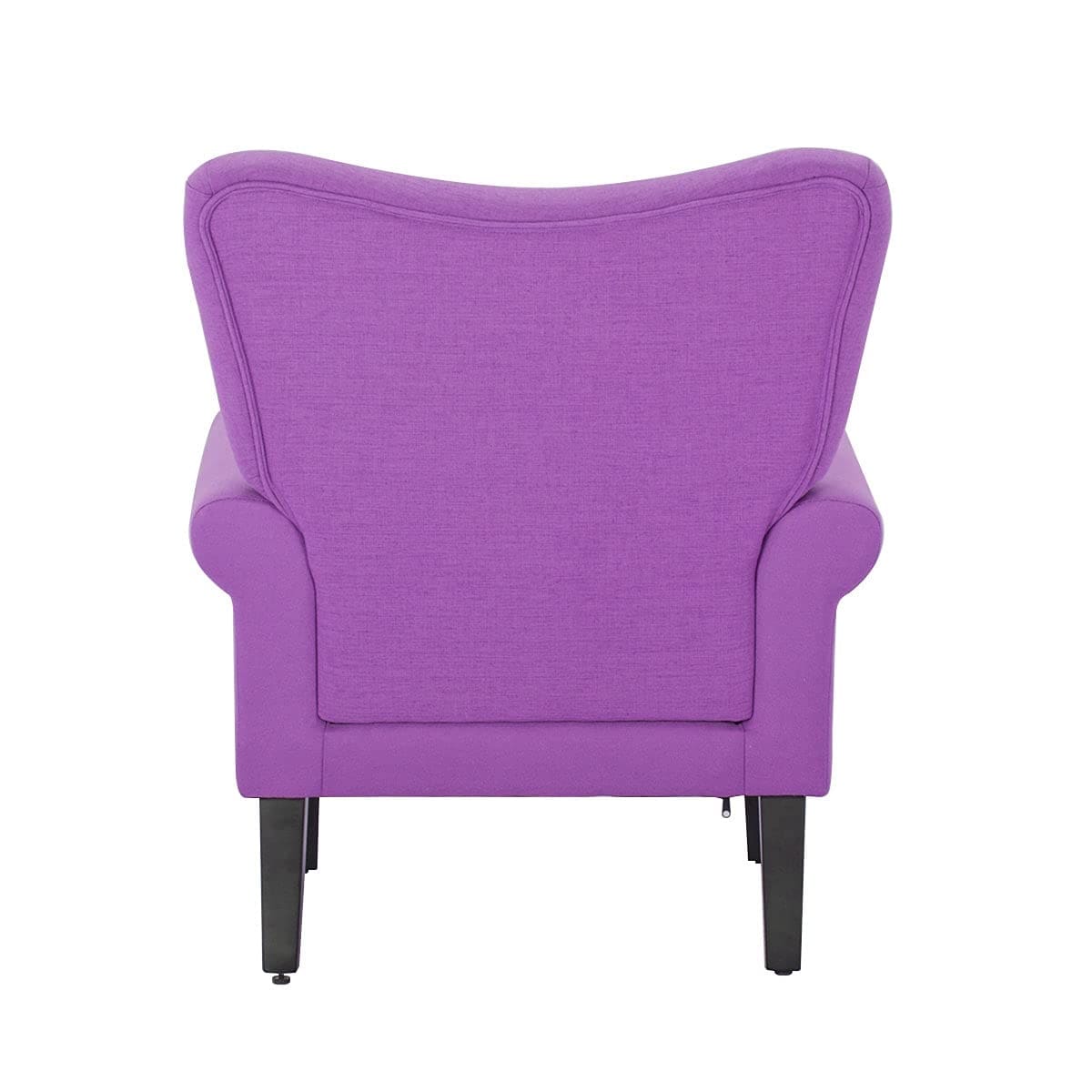 Erommy Fauteuil d'appoint moderne, fauteuil à dossier haut, canapé simple recouvert de tissu avec boutons et pieds en bois pour salon