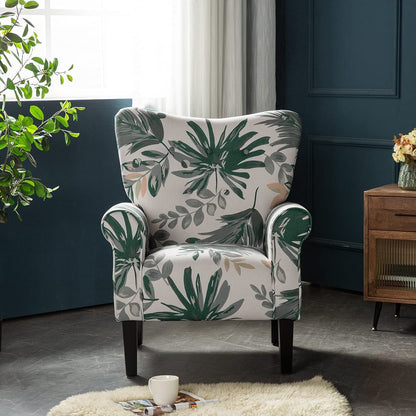 Erommy Fauteuil d'appoint moderne, fauteuil à dossier haut, canapé simple recouvert de tissu avec boutons et pieds en bois pour salon