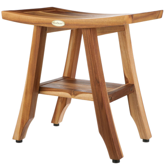 EcoDecors, Banc, Tabouret de Douche, Assise de Douche, Chaise de Douche pour Intérieur de Douche, Petit Banc, Banc de Douche en Teck, Repose-Pieds de Douche