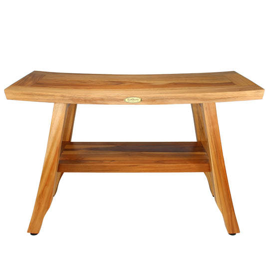EcoDecors Banc de douche en teck de 71 cm, banc en bois, banc de salle de bain, banc en teck pour salle de bain, tabouret de douche en teck, siège de douche en teck