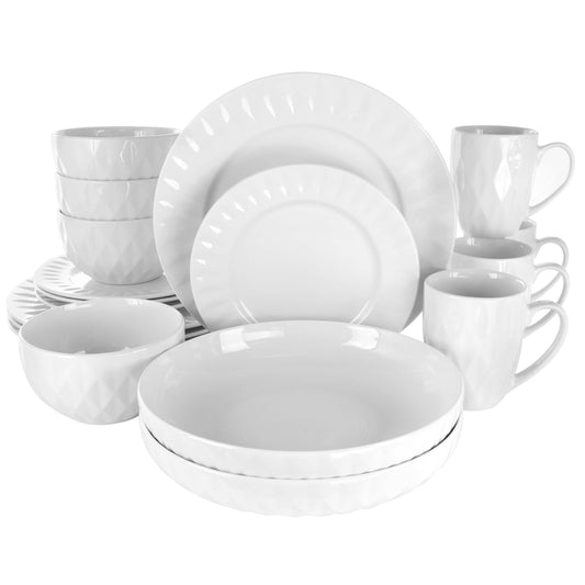 Service de table en grès Elama Sienna, 18 pièces, blanc