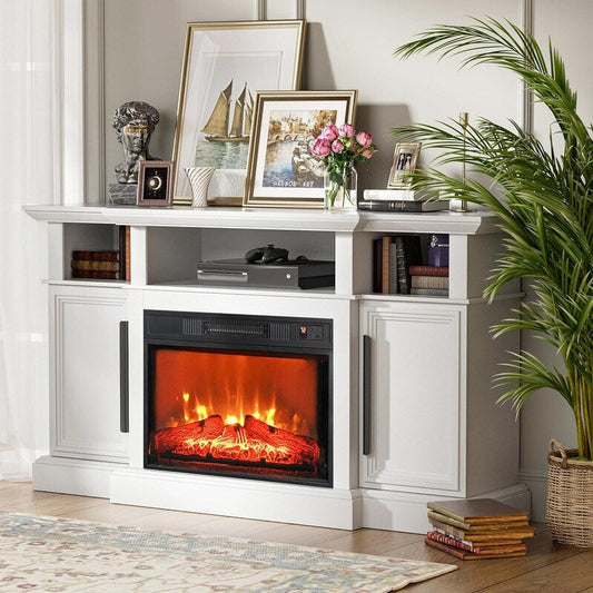 Insert de cheminée électrique avec chauffage réglable, luminosité réglable, minuterie et protection contre la surchauffe, 1400 W, homologué CSA