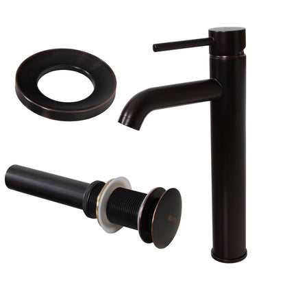 Robinet de lavabo haut à simple levier en bronze huilé Elite et bonde à levier.