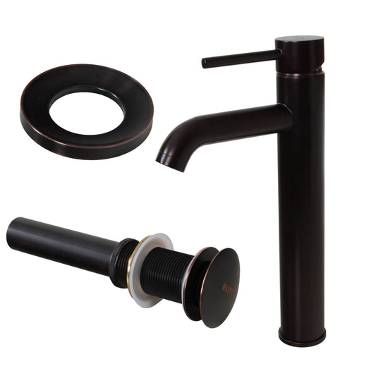 Robinet de lavabo haut à simple levier en bronze huilé Elite et bonde à levier.