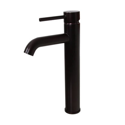 Robinet de lavabo haut à simple levier en bronze huilé Elite et bonde à levier.