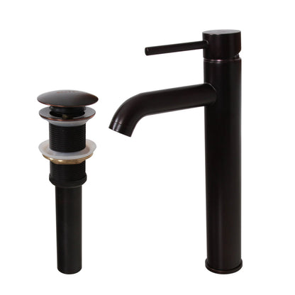Robinet de lavabo haut à simple levier en bronze huilé Elite et bonde à levier.