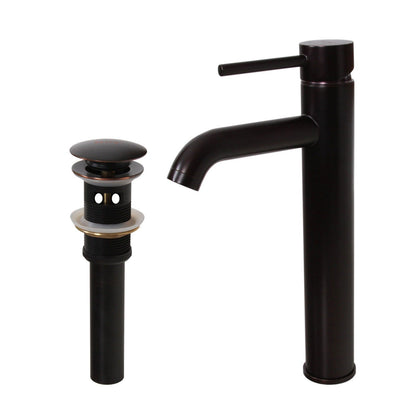 Robinet de lavabo haut à simple levier en bronze huilé Elite et bonde à levier.