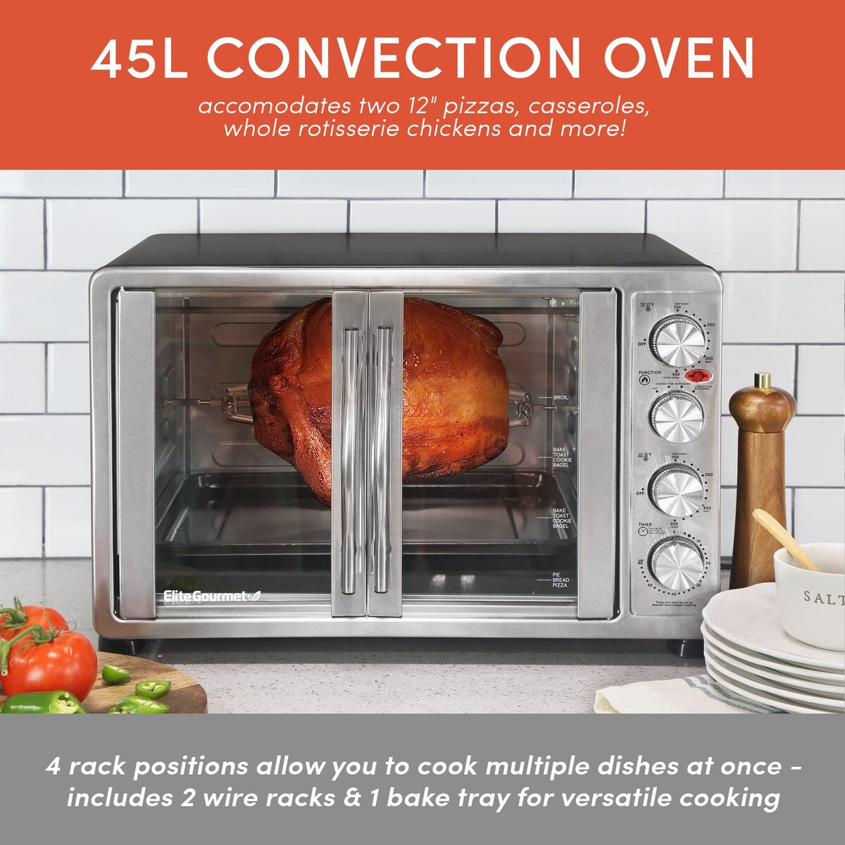 Four à double porte Elite Platinum avec broche rotative et convection