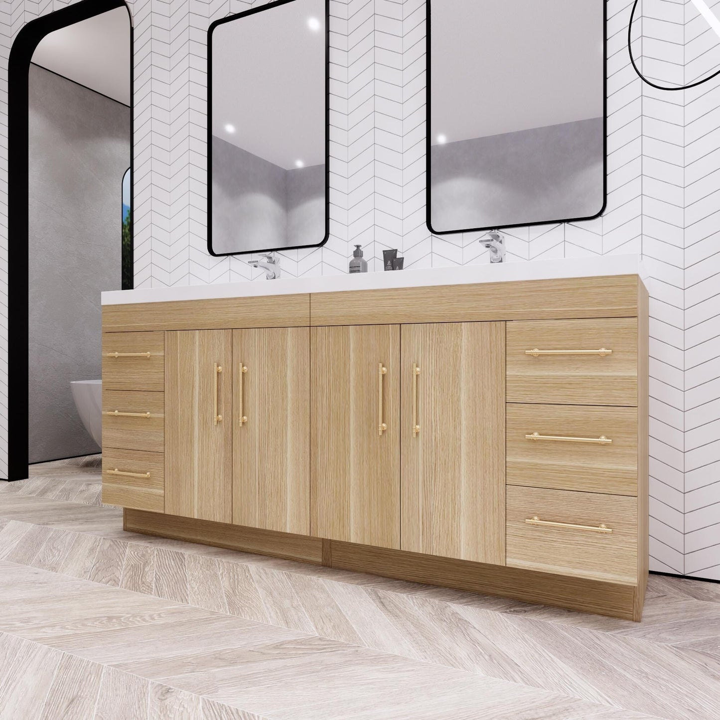 Meuble-lavabo Eliza de 72 pouces à poser au sol avec double lavabo