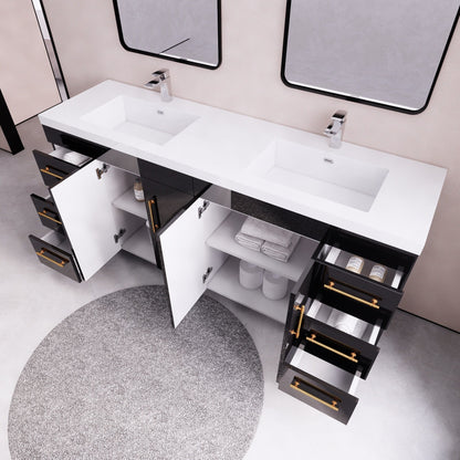 Meuble-lavabo Eliza de 72 pouces à poser au sol avec double lavabo
