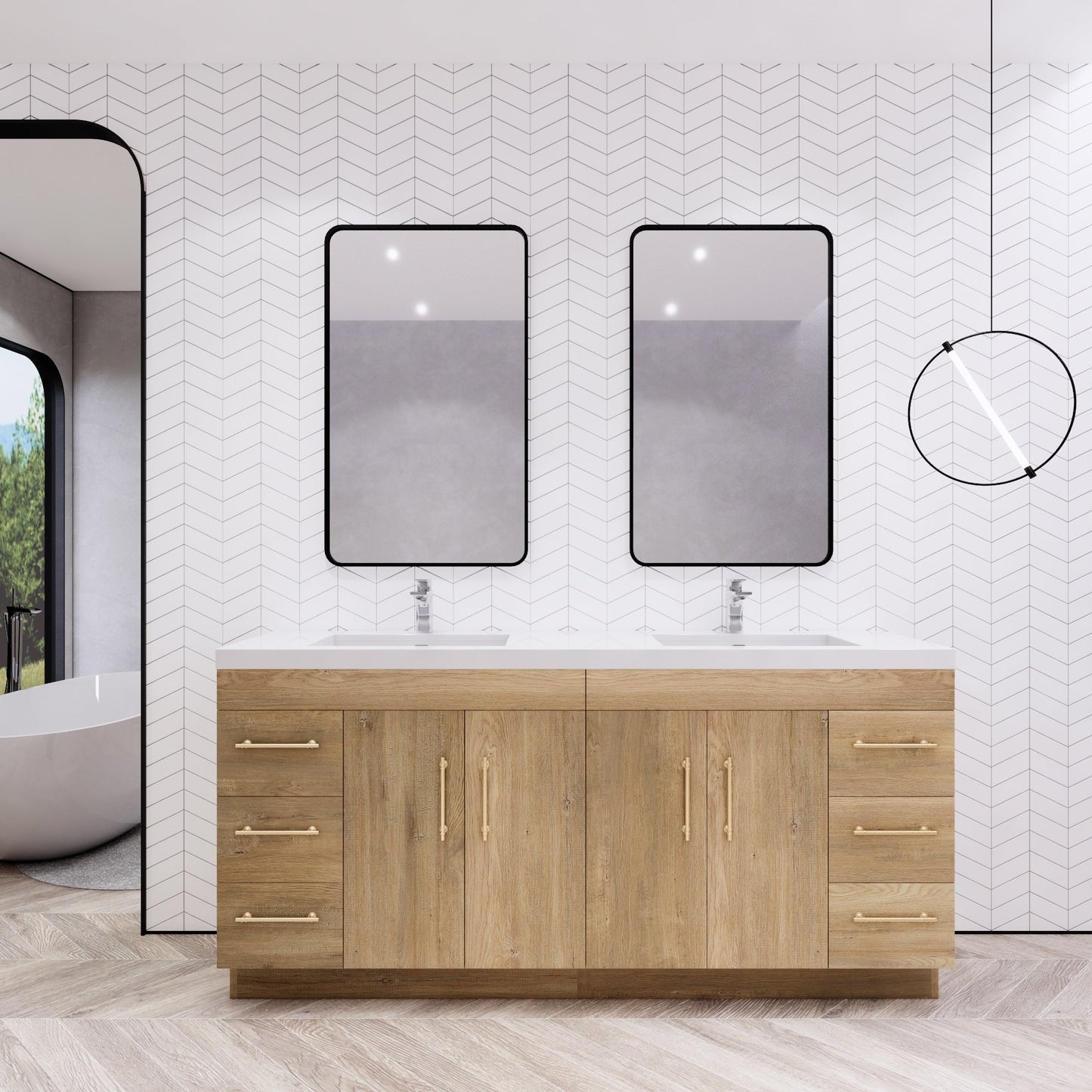 Meuble-lavabo Eliza de 72 pouces à poser au sol avec double lavabo