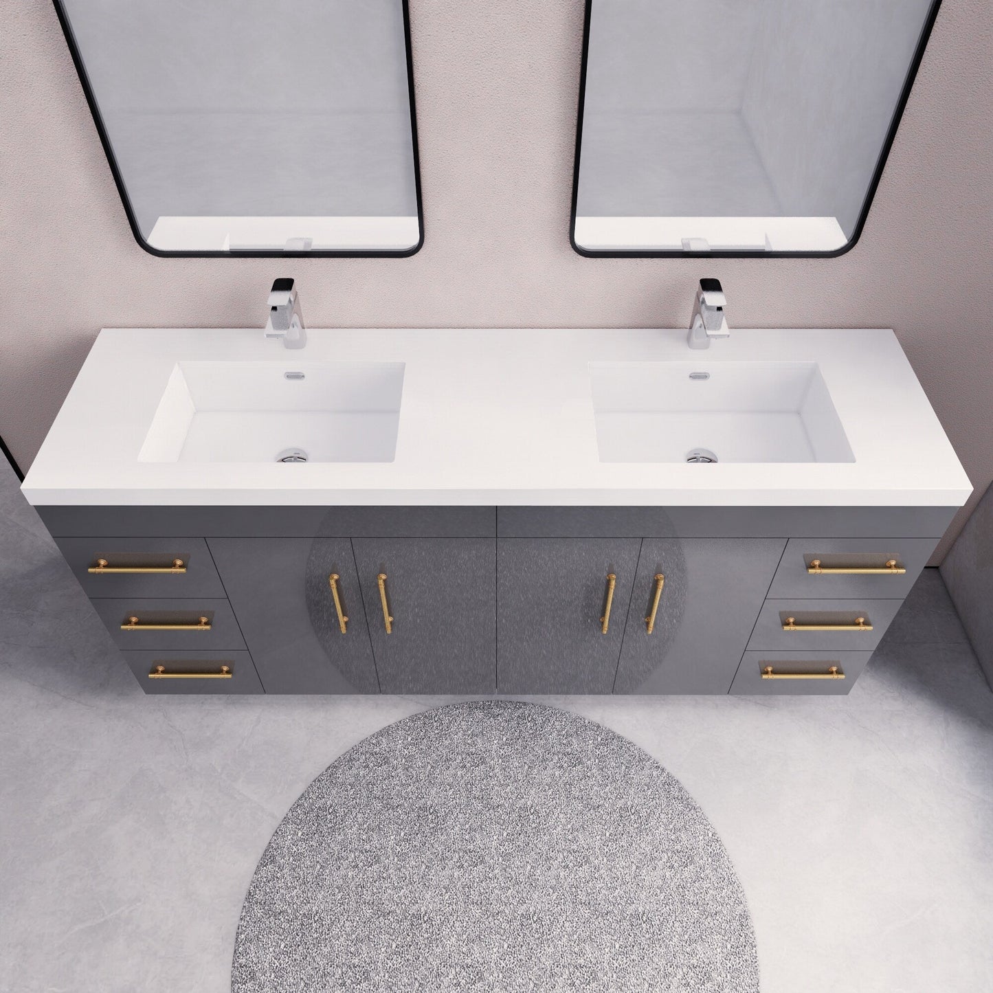 Meuble-lavabo Eliza de 72 pouces à poser au sol avec double lavabo