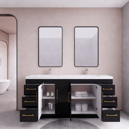 Meuble-lavabo Eliza de 72 pouces à poser au sol avec double lavabo