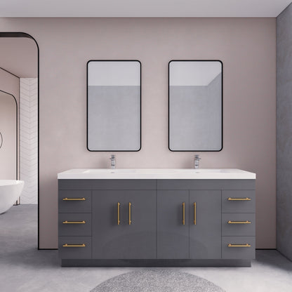 Meuble-lavabo Eliza de 72 pouces à poser au sol avec double lavabo