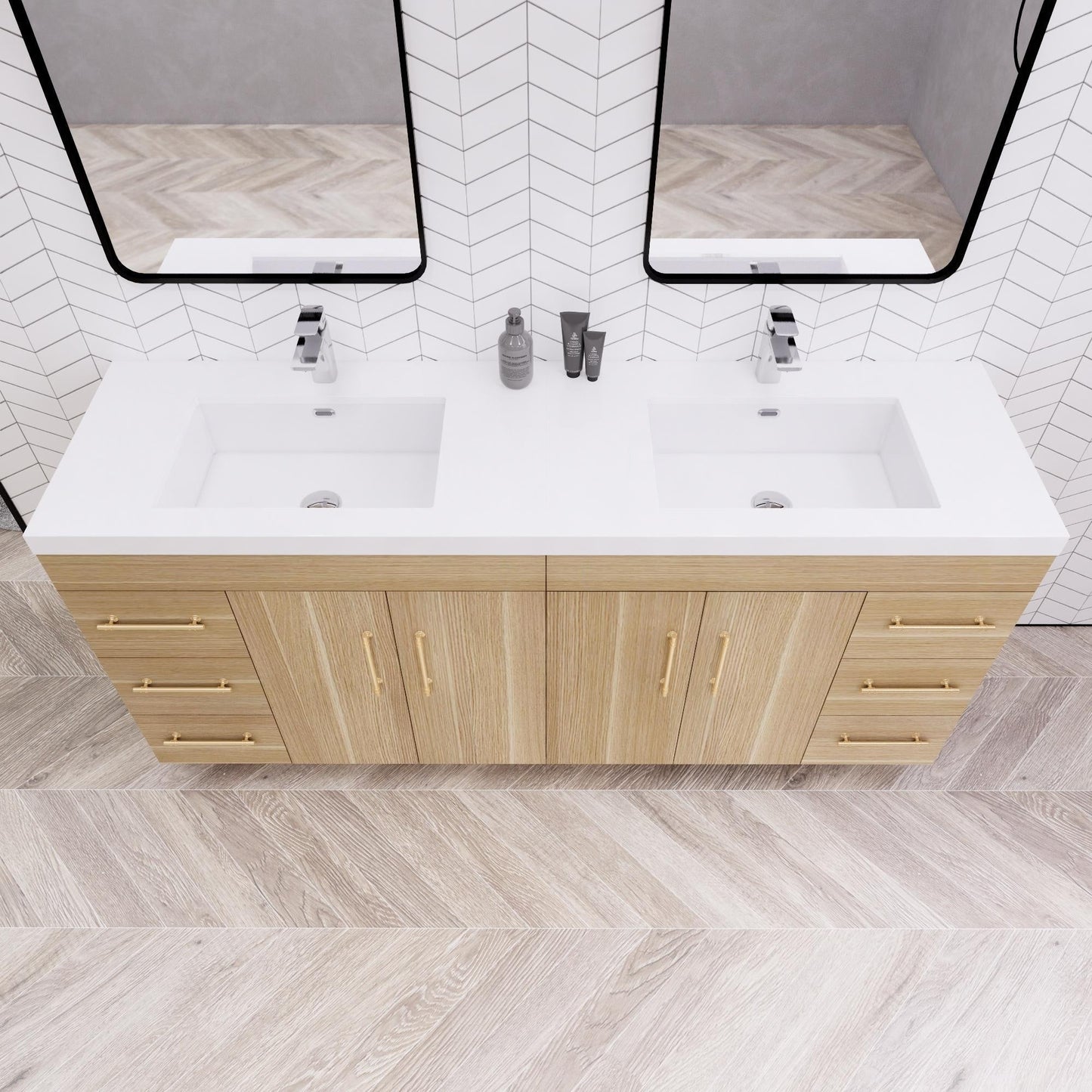 Meuble-lavabo Eliza de 72 pouces à poser au sol avec double lavabo