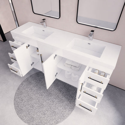 Meuble-lavabo Eliza de 72 pouces à poser au sol avec double lavabo
