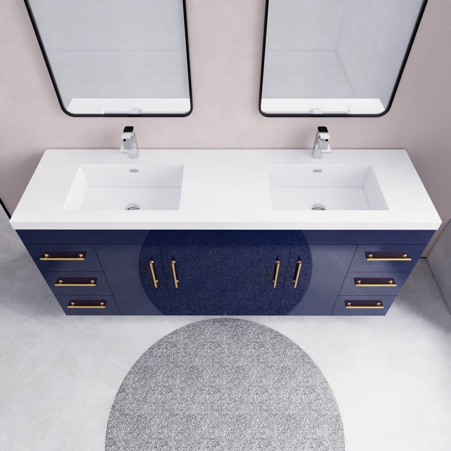 Meuble-lavabo Eliza de 72 pouces à poser au sol avec double lavabo