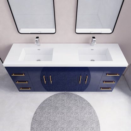 Meuble-lavabo Eliza de 72 pouces à poser au sol avec double lavabo