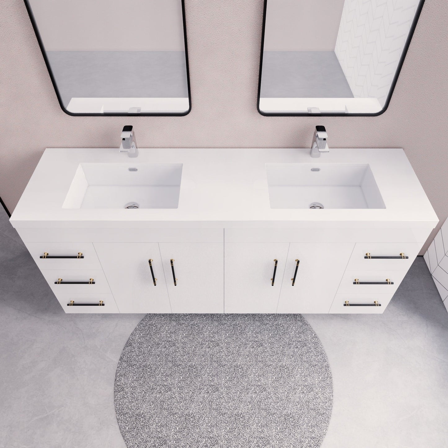 Meuble-lavabo Eliza de 72 pouces à poser au sol avec double lavabo