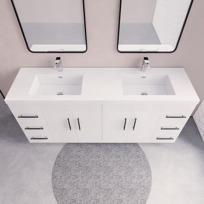Meuble-lavabo Eliza de 72 pouces à poser au sol avec double lavabo