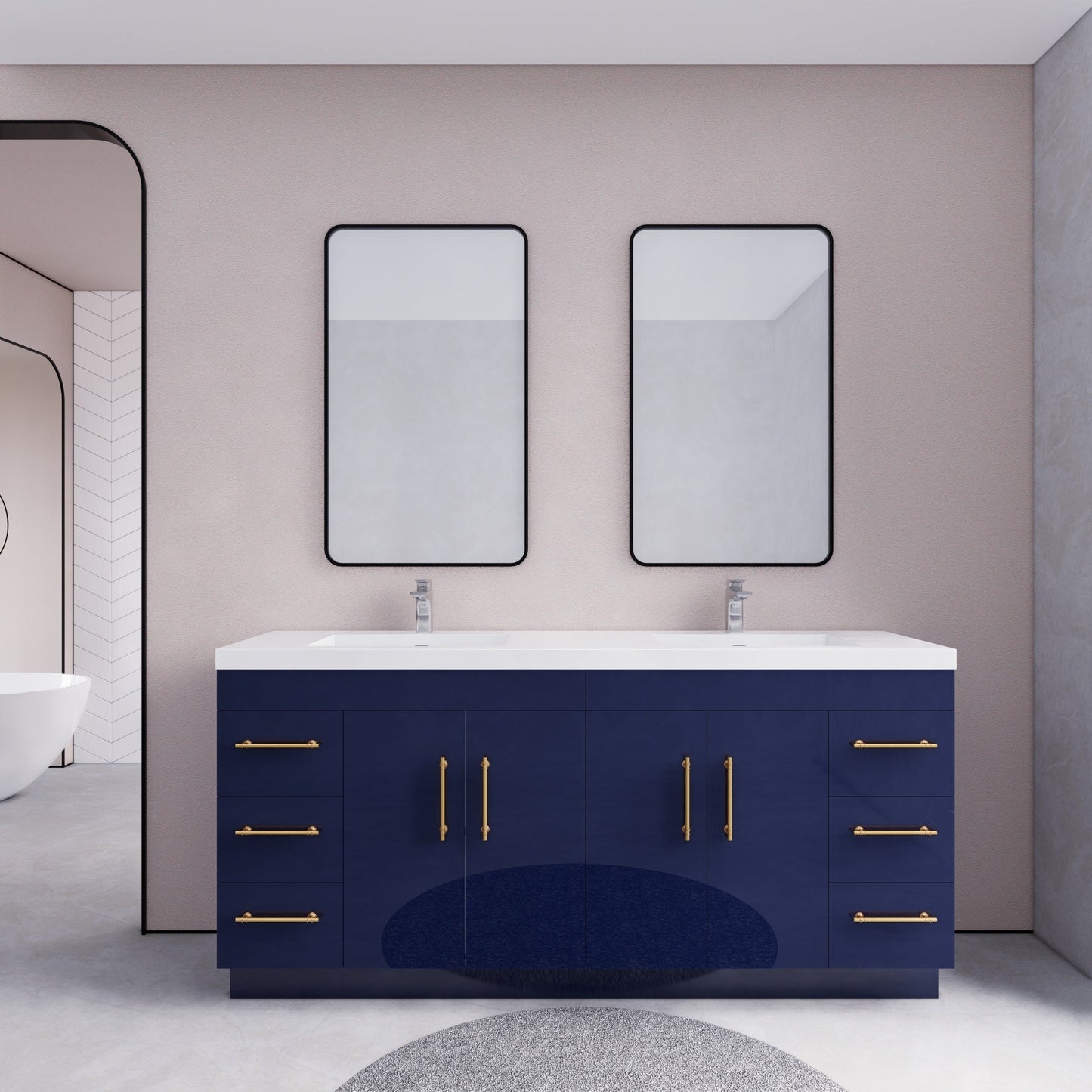 Meuble-lavabo Eliza de 72 pouces à poser au sol avec double lavabo