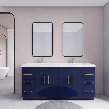 Meuble-lavabo Eliza de 72 pouces à poser au sol avec double lavabo