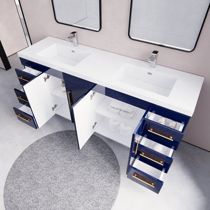 Meuble-lavabo Eliza de 72 pouces à poser au sol avec double lavabo