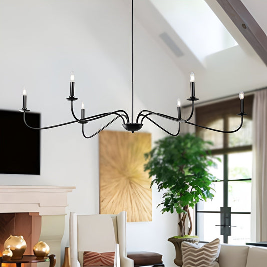 Luminaire classique français minimaliste à 6 lumières avec éclairage de type bougie