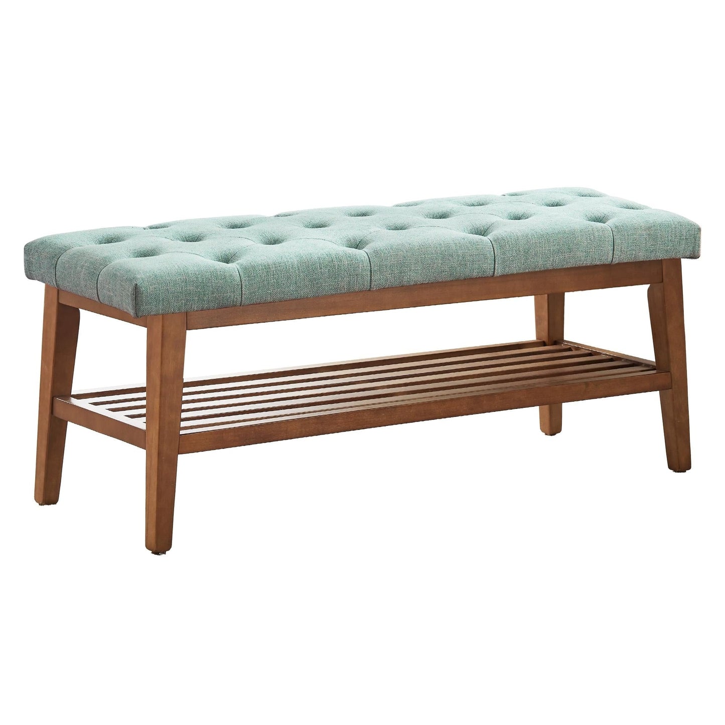 Banc à chaussures d'entrée, banc de rangement, tissu et bois massif, banc rembourré de 109 cm (43 pouces) pour salon, chambres à coucher