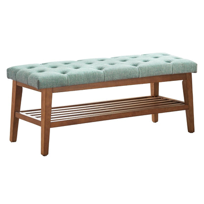 Banc à chaussures d'entrée, banc de rangement, tissu et bois massif, banc rembourré de 109 cm (43 pouces) pour salon, chambres à coucher