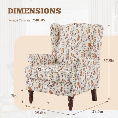 Erommy Fauteuil d'appoint moderne, fauteuil à dossier haut, canapé simple recouvert de tissu avec boutons et pieds en bois pour salon