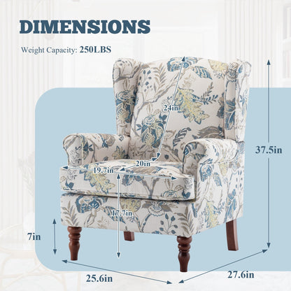 Erommy Fauteuil d'appoint moderne, fauteuil à dossier haut, canapé simple recouvert de tissu avec boutons et pieds en bois pour salon