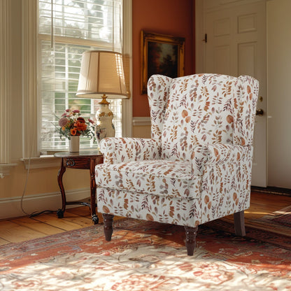 Erommy Fauteuil d'appoint moderne, fauteuil à dossier haut, canapé simple recouvert de tissu avec boutons et pieds en bois pour salon