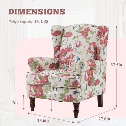 Erommy Fauteuil d'appoint moderne, fauteuil à dossier haut, canapé simple recouvert de tissu avec boutons et pieds en bois pour salon