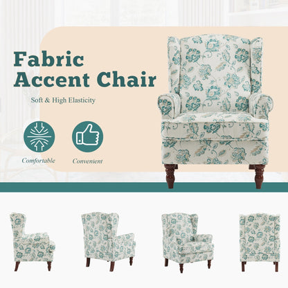 Erommy Fauteuil d'appoint moderne, fauteuil à dossier haut, canapé simple recouvert de tissu avec boutons et pieds en bois pour salon