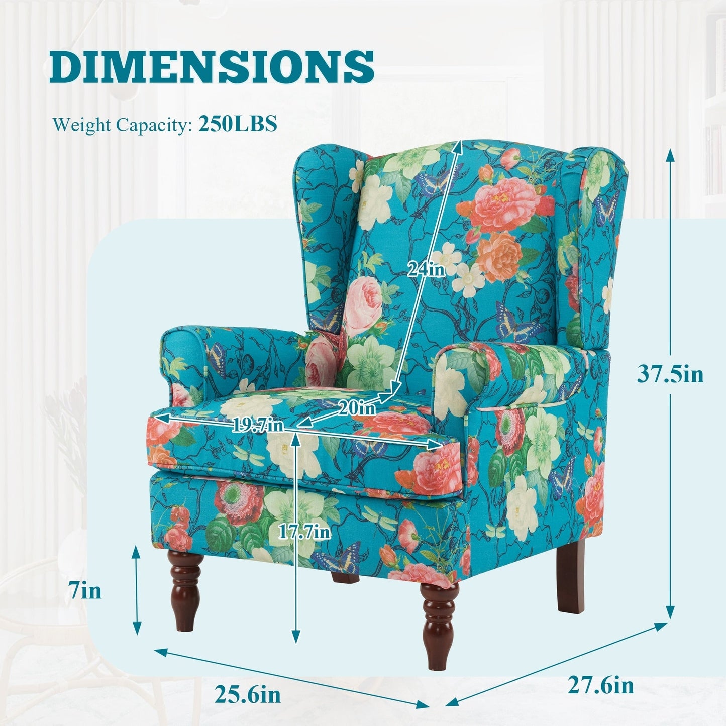 Erommy Fauteuil d'appoint moderne, fauteuil à dossier haut, canapé simple recouvert de tissu avec boutons et pieds en bois pour salon
