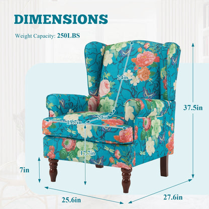 Erommy Fauteuil d'appoint moderne, fauteuil à dossier haut, canapé simple recouvert de tissu avec boutons et pieds en bois pour salon