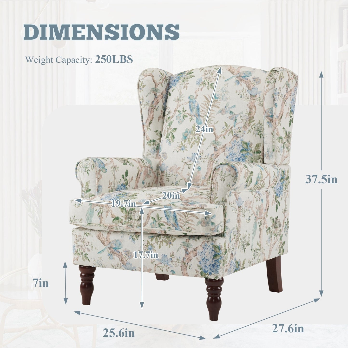 Erommy Fauteuil d'appoint moderne, fauteuil à dossier haut, canapé simple recouvert de tissu avec boutons et pieds en bois pour salon