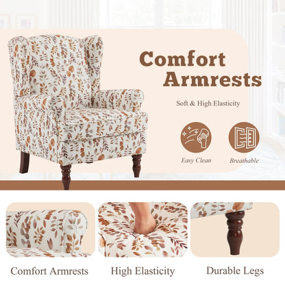Erommy Fauteuil d'appoint moderne, fauteuil à dossier haut, canapé simple recouvert de tissu avec boutons et pieds en bois pour salon