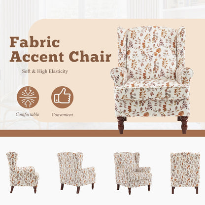 Erommy Fauteuil d'appoint moderne, fauteuil à dossier haut, canapé simple recouvert de tissu avec boutons et pieds en bois pour salon