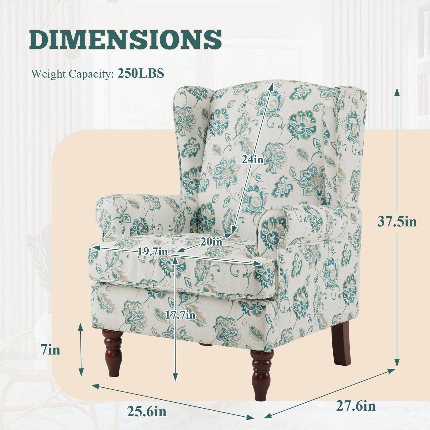 Erommy Fauteuil d'appoint moderne, fauteuil à dossier haut, canapé simple recouvert de tissu avec boutons et pieds en bois pour salon
