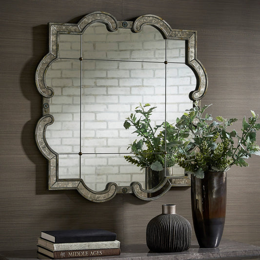 Miroir mural à carreaux argent antique Fantina par iNSPIRE Q Classic